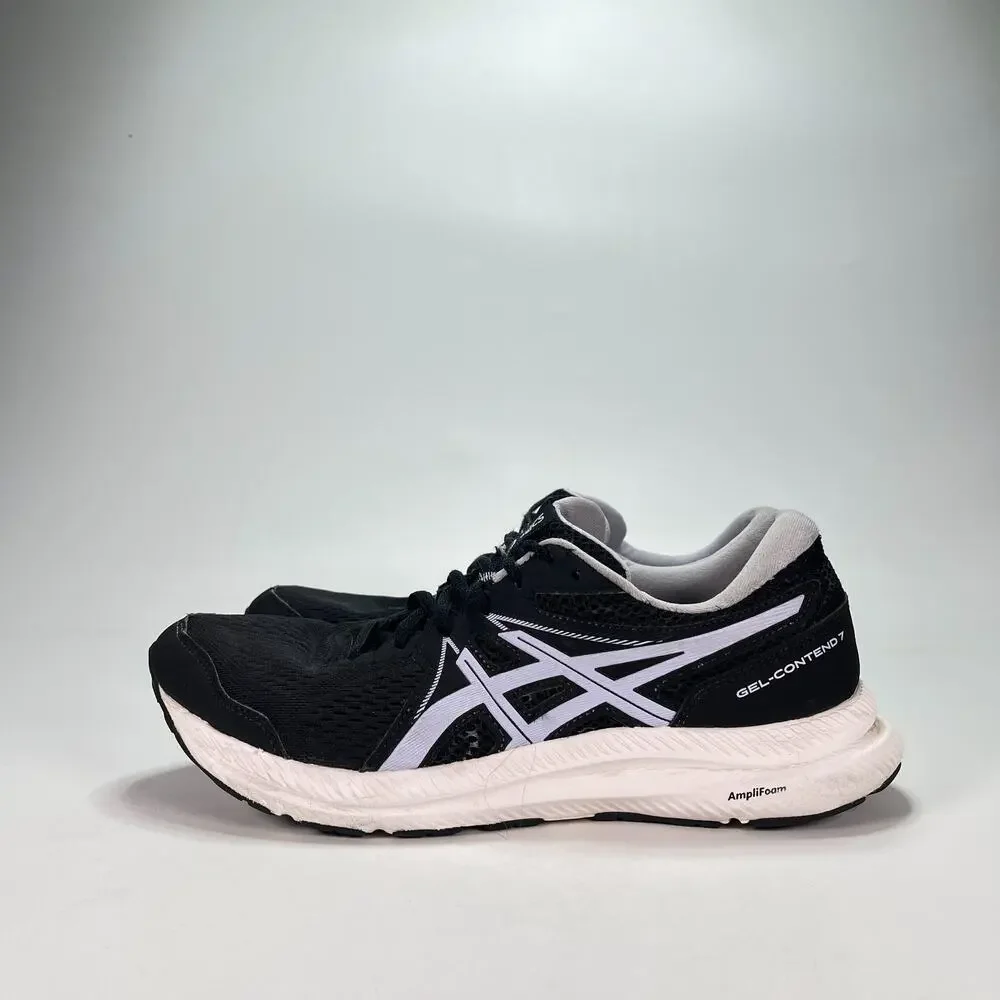 ASICS GEL-Contend 7 Black White Running Shoes 1012A911 Women's Size 11 Men's 9.5